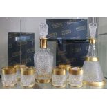 A collection of Vienna crystal ware, all cut and gilded, comprising a whisky decanter with 6