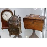 An Edwardian mahogany cased dome top mantle clock with boxwood stringing, retailed by L. Mumford,