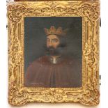 A 19th century portrait of King John, oil on canvas, identified to bottom left, gilt framed, picture