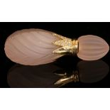 An unusual Estee Lauder gold and diamond mounted rose quartz scent bottle. H: 7cm