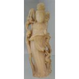 A Chinese carved alabaster figure of Guanyin, 25cm high.