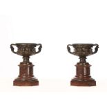 A PAIR OF THIRD QUARTER 19TH CENTURY BRONZE AND RO