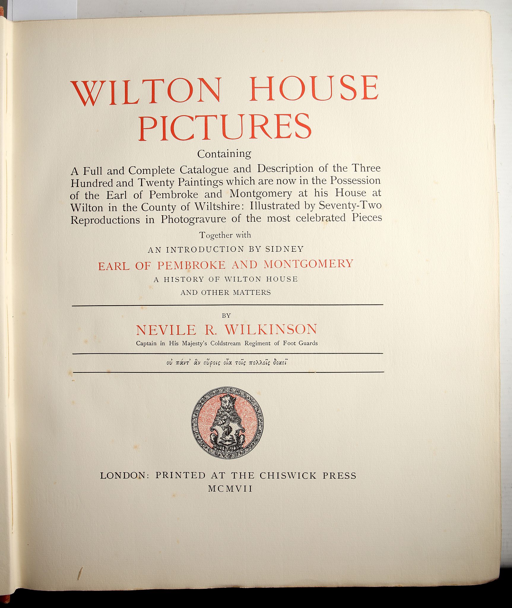 ART - WILKINSON, Neville (1869-1940).  Wilton House Pictures Containing a Full and Complete - Image 6 of 9