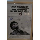 Poster - "One Flew Over The Cuckoo's Nest". SIGNED by Jack Nicholson, Brad Dourif, Louise