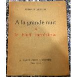 ARTAUD, Antonin (1896-1948). A La Grande Nuit ou le Bluff Surrealiste. Paris: Chez L'Auteur, June