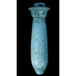 AN EGYPTIAN BRIGHT BLUE GLAZED COMPOSITION PAPYRUS SCEPTRE AMULET Late Period to Ptolemaic, circa