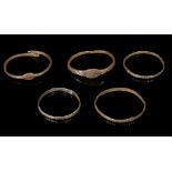 FIVE ROMANO-EGYPTIAN OR COPTIC IRON BRACELETS Circa 3rd-6th Century A.D. All decorated with notches,