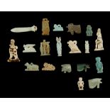 NINETEEN EGYPTIAN AMULETS Third Intermediate Period to Late Period, circa 1069-332 B.C. Including