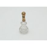Antique early 19th century high carat gold mounted cut glass scent bottle, unmarked, probably