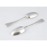 Pair of Antique Queen Anne Sterling Silver table spoons by Isaac Davenport, London 1711. In