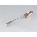 Rare Antique George III Irish Sterling Silver straining basting / stuffing spoon marked R.A (