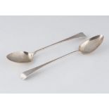 Pair of Antique George III Sterling Silver basting / stuffing spoons by Solomon Hougham, London