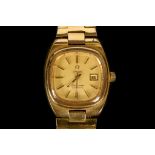 A ladies c. 1970's gold plated 'Omega - Seamaster' automatic wristwatch, with gilt dial, date and