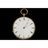 A fine 19th Century 18ct gold cased open faced pocket watch with white enamel dial with Roman