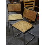 A SET OF FOUR 'CESCA' CHAIRS, circa 1970, with cane seat and back, bearing Made in Italy labels (