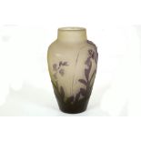 GALLE NANCY, CIRCA 1910, CAMEO GLASS VASE , overlaid and acid etched with flowers and leaves in