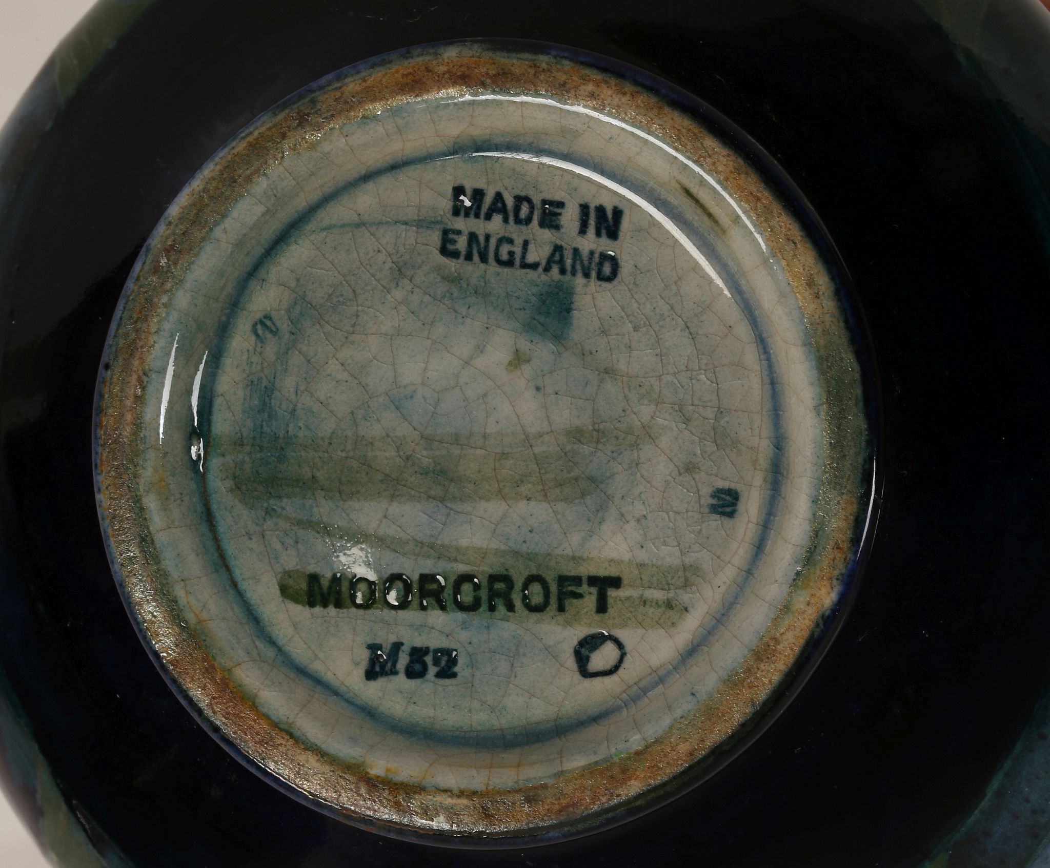 WILLIAM MOORCROFT 'MOONLIT BLUE' SQUAT VASE, CIRCA 1925,, impressed marks and green painted - Image 3 of 3