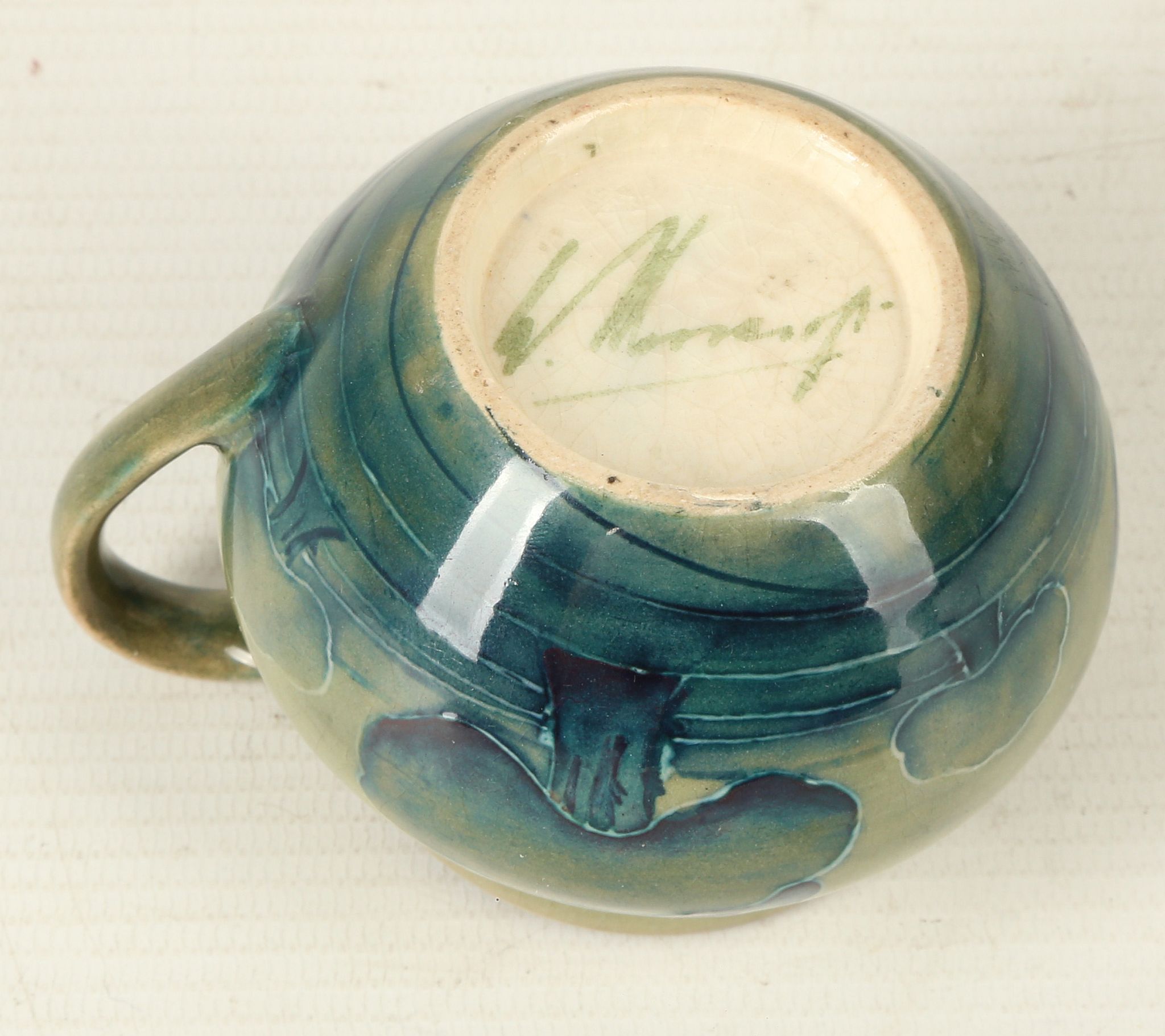 A WILLIAM MOORCROFT POTTERY MINIATURE JUG, tube-lined with trees, in 'Hazeldene' pattern, c.1920, - Image 2 of 2