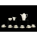 A WEDGWOOD FOR HERMES FIVE PIECE COFFEE SET, to include a coffee pot milk jug and saucer, sugar bowl