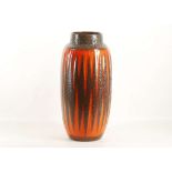 A 1960'S WEST GERMAN FAT LAVA VASE, in orangey red and brown glazes, impressed marks under (52cm