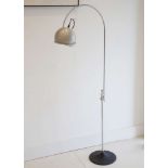 A 1960s GEPO, AMSTERDAM, EYE BALL FLOOR LAMP, with brushed steel shade, chrome stem and black