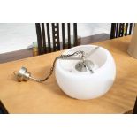 WITHDRAWN - A 1960'S ITALIAN WHITE GLASS 'OMEGA' CEILING PENDANT LIGHT, designed by Vico