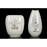 ROSENTHAL GERMANY, two 1960's porcelain vases decorated with designs by Raymond Peynet, stamped with