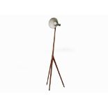 A 1950'S SWEDISH FLOOR LAMP, manufactured by Luxus Vittsio, bears maker's mark, with teak tripod