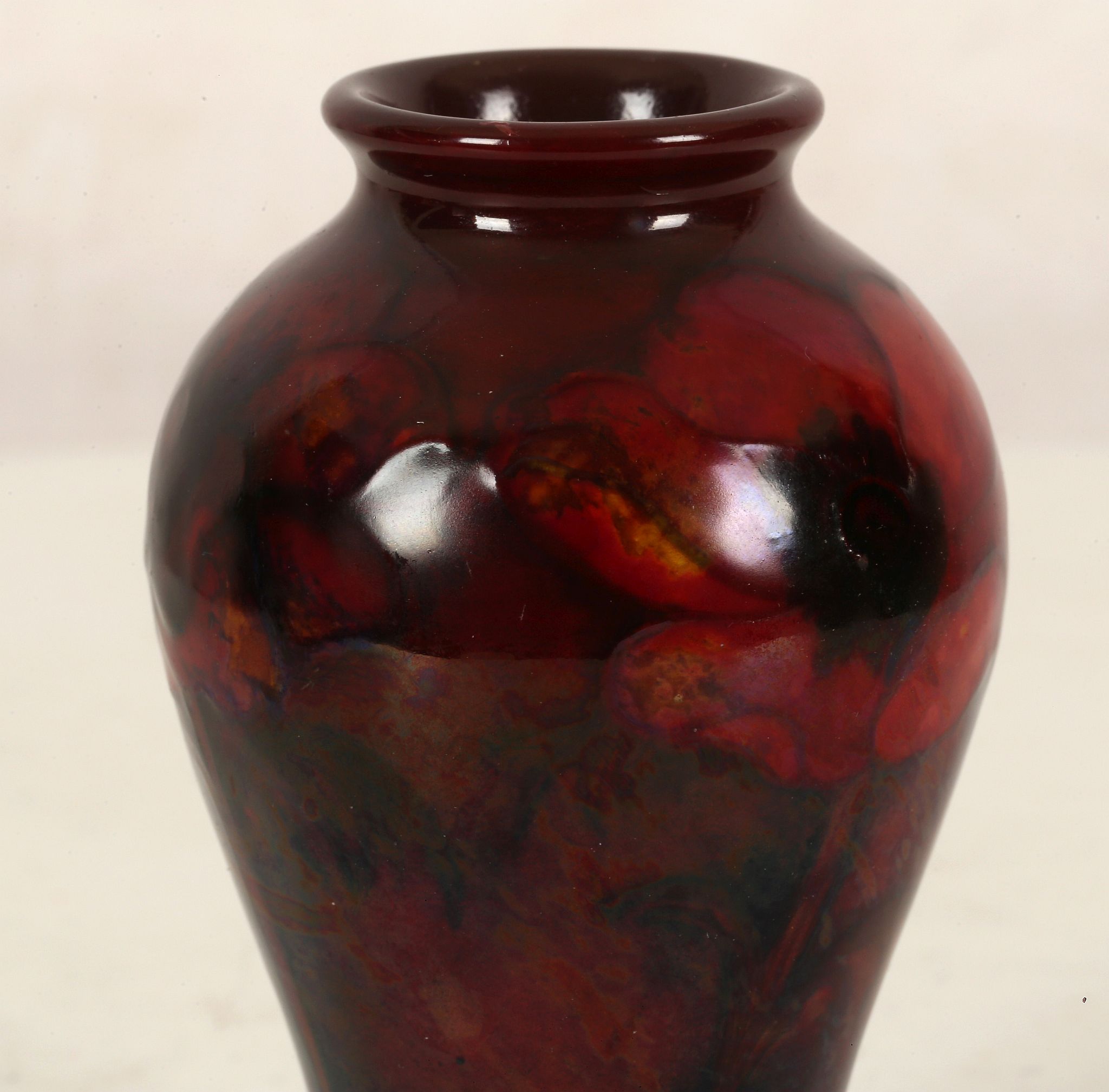 WILLIAM MOORCROFT 'BIG POPPY' FLAMBE VASE, CIRCA 1928-1935, bears Potter to HM The Queen paper label - Image 3 of 4