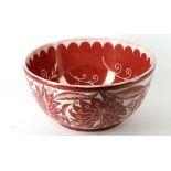 ATTRIBUTED TO WILLIAM DE MORGAN, A LARGE RUBY LUSTRE BOWL, circa 1900, (32cm diameter)