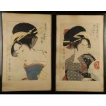 A pair of late 19th Century Japanese Meiji period woodblock prints, both depicting portrait