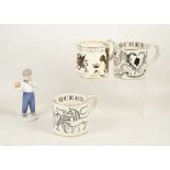 Wedgwood Richard Guyatt commemorative mugs, 1953, 1969 and 1977, Bing & Grondahl young boy with boy,