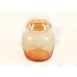 A LARGE AMBER GLASS VASE, 20th century, possibly Murano, the shouldered form with wide neck and