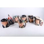 A selection of six Royal Doulton character jugs, to include Robin Hood D6527, Lobster Man D6617, The