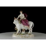 A MEISSEN FIGURE GROUP OF EUROPA AND THE BULL, late 19th century, modelled with Europa riding