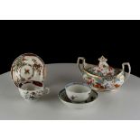A WORCESTER TEACUP AND SAUCER, A LOWESTOFT TEABOWL AND SAUCER, AND A COVERED SUCRIER, circa 1770 and