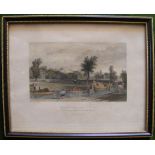 Framed glazed print ‘Worsley Hall’ (Bridgewater Canal), 1833. 25 x 22. VG.