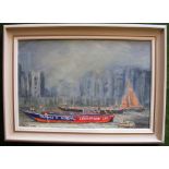 Peter McLAUGHLIN. Oil painting on canvas, depicting Thames Barge Driving Race, ND but prob early