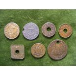 7 Ferry tickets, tokens or passes for: Clyde Navigation, brasss, 27mm dia, VG; Clyde Navigation,