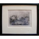 Two framed glazed engravings: ‘Tottenham Mills’ (on the Lea Navigation). ND (c1820), 28 x 23; two