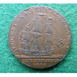 Gloucester & Berkeley Canal halfpenny token, copper, 1797, depicting Gloucester and sailing