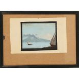 'The Bay of Naples with Vesuvius'. Gouache on paper, signed Giorgio Glass, dated 1817. Framed, 11.