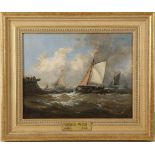 James Webb 1825-1895 British. 'Setting Out'. A fine oil on panel marine work, showing small