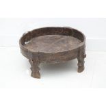Moroccan tribal, early 20th Century salting trough / table, hardwood, metal strapping to legs,
