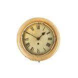 A late Victorian mahogany timepiece - wall clock, having white enamel dial and Roman numerals, later