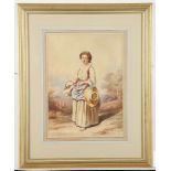 CIRCA EARLY 19TH CENTURY FRENCH SCHOOL. 'On the Way to Market'. A young red haired servant in