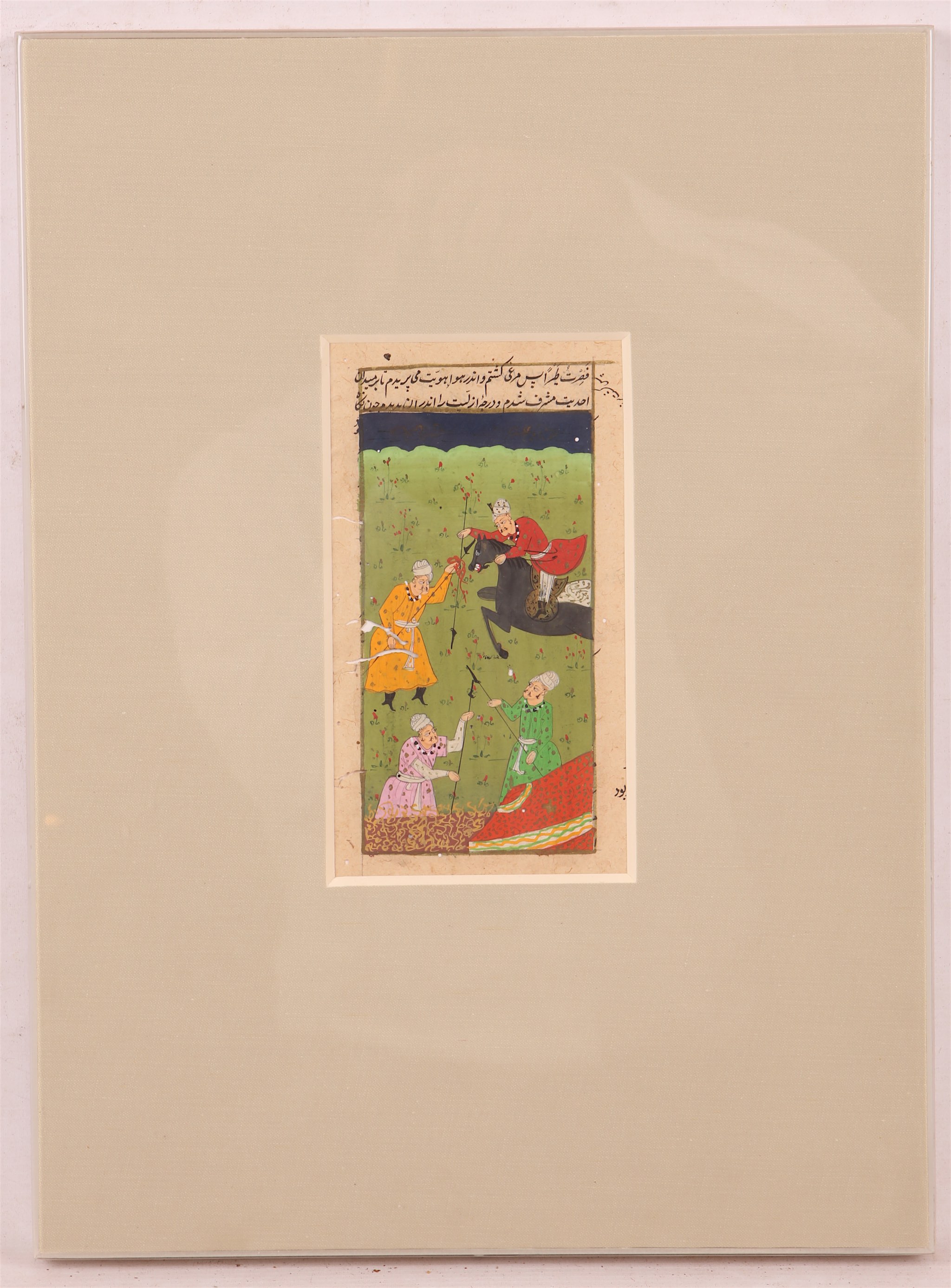 Four 19th century hand painted Indian pictures, studies of Elephant on a Tiger hunt, practice with - Image 3 of 8