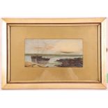Late 19th century British school, a pair of panoramic oil on card marine scape depictions of a