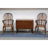 Two Windsor armchairs with crinoline stretchers, late 19th / early 20th Century, sold with an