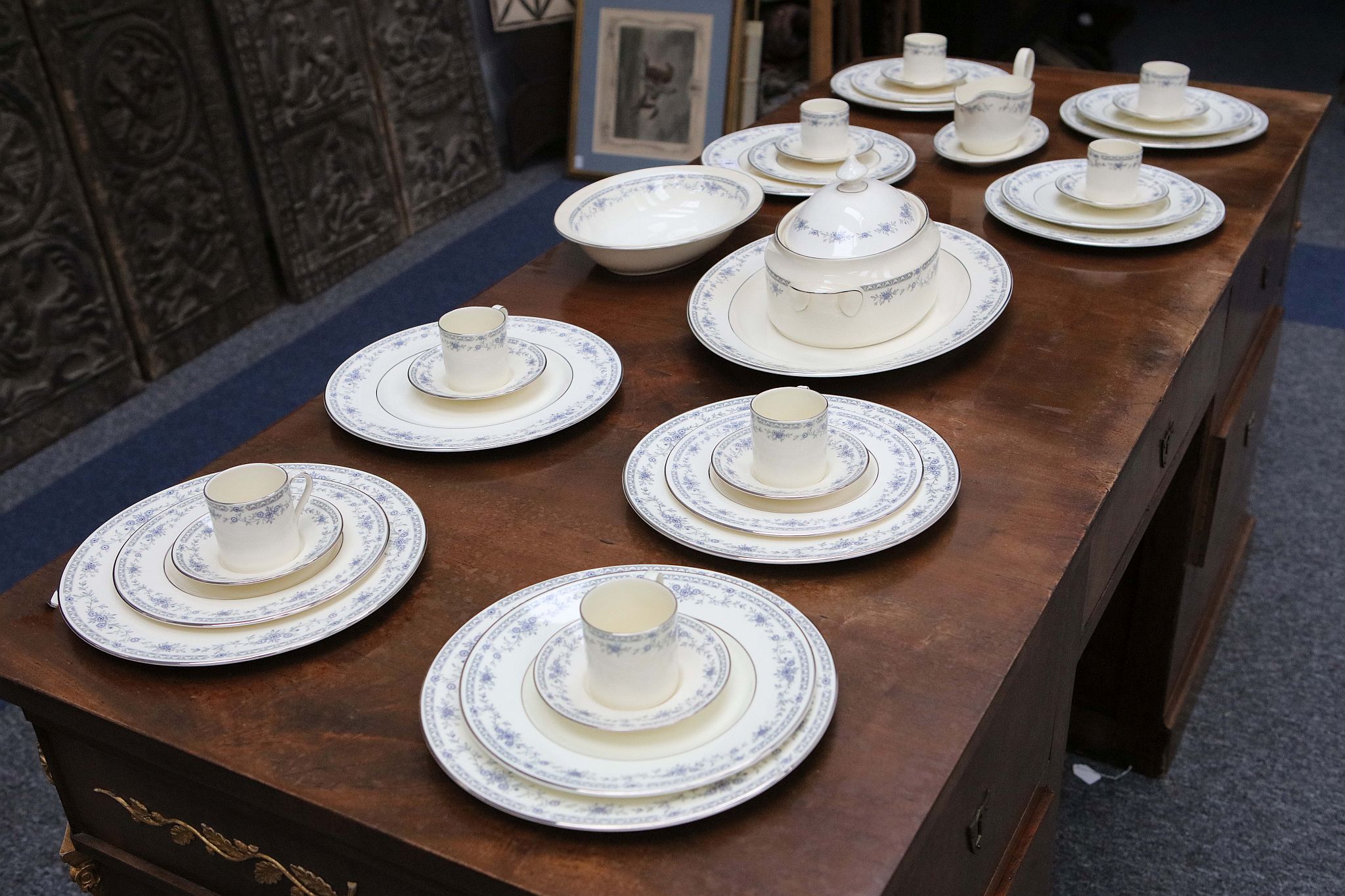 A collection of Minton 'Bellemead' pattern dinnerware, to include dinner plates, platter, coffee